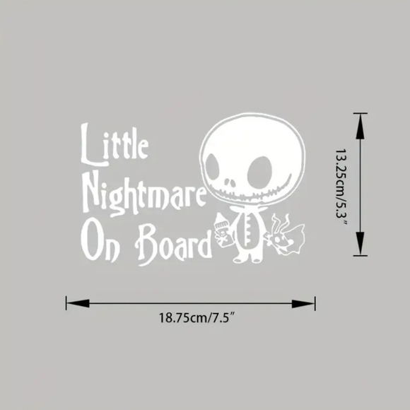 Vinyl Car Truck Window Decal ✦ Little Nightmare On Board White Sticker 8x5 NWT - Picture 6 of 10
